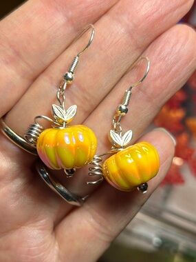 3/$25 Iridescent Pumpkin Drop Earrings